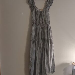 Rebellion Black and White Striped Dress